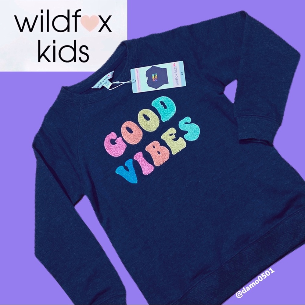 NWT Wildfox Soft “Good Vibes” Blue Sweatshirt